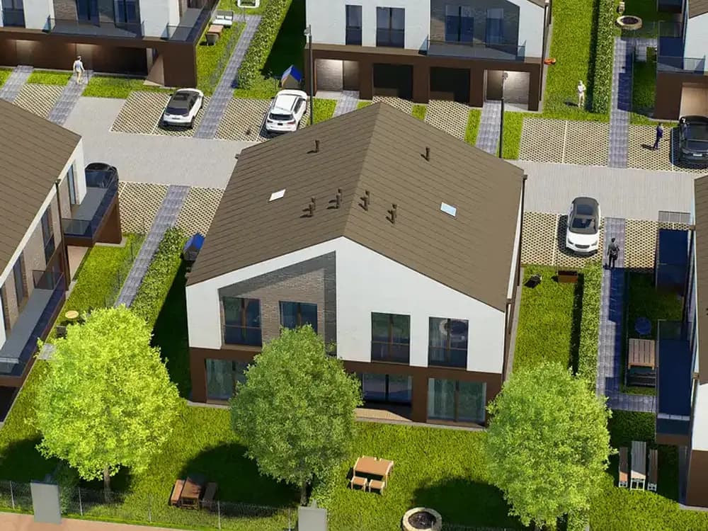 Budynek 3 osiedla Plażowa Park wśród drzew